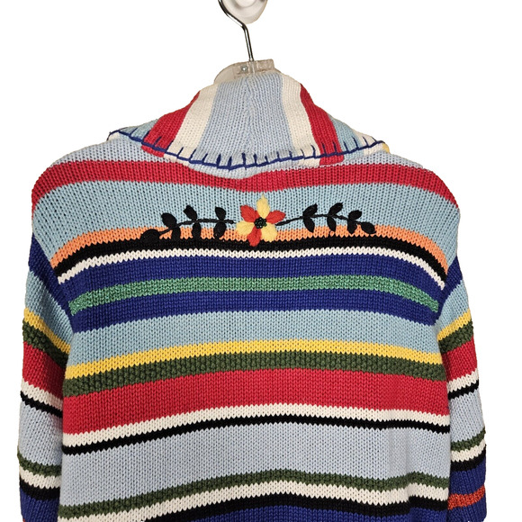 Storybook Knits VTG Cardigan Sweater Floral Beaded Embroidered Handmade Size L - Picture 3 of 14